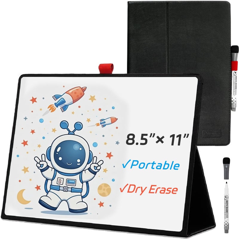 iNenya Portable White Board, 8.5 x 11 Inches, Small Dry Erase Board, Mini Portable whiteboard,Anti-Ghosting Surface, Smart Reusable Foldable for Kids Shool Students Office Home Travel (Black) - Image 1